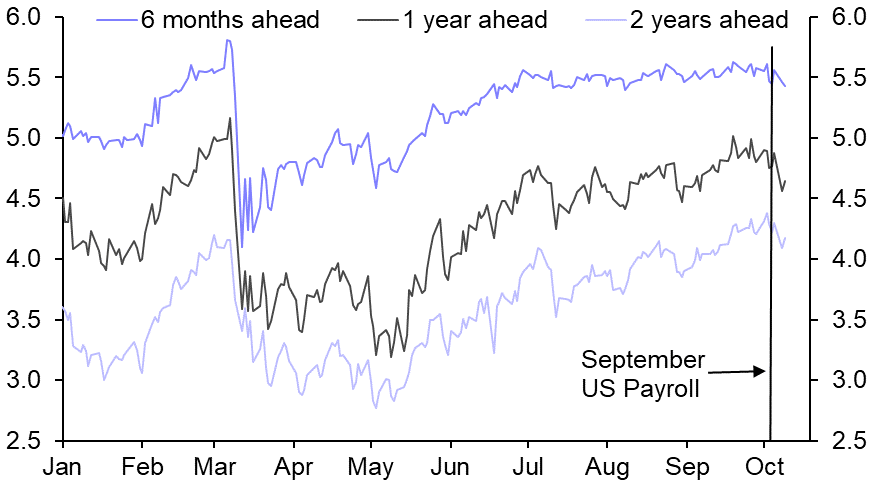 “Higher for longer” Fed funds rate or term premia?
