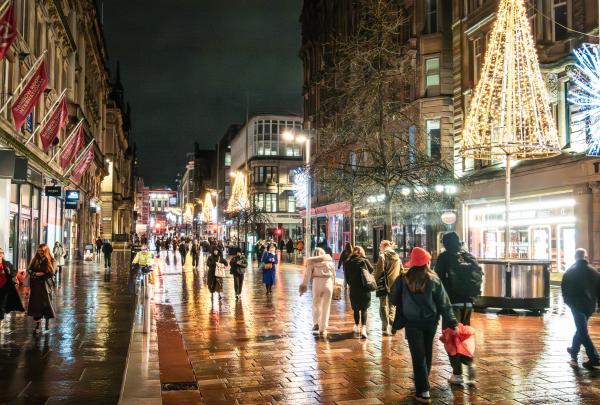 UK high street at Christmas