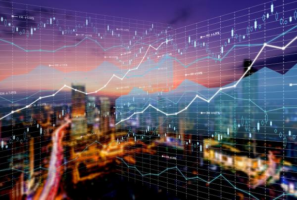 Graph overlay on cityscape