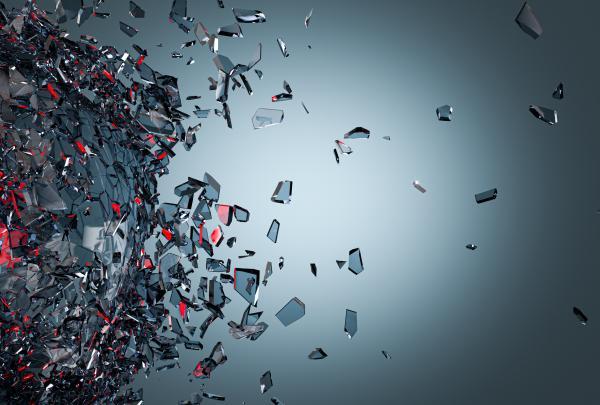 Glass fragments with red colour