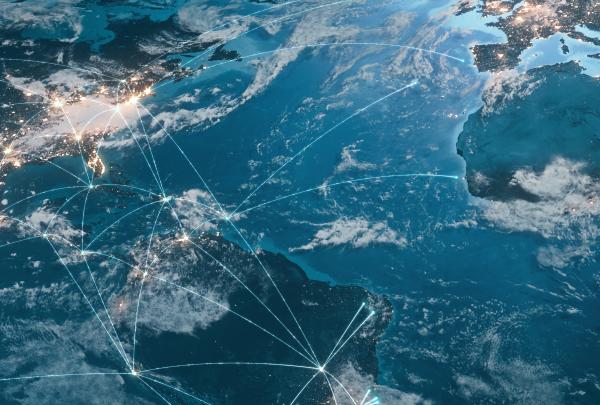 Image of America and EMEA with connection lines
