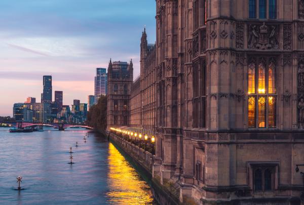 Westminster by the river at night