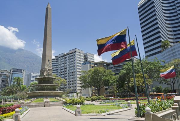 Caracas square with flags