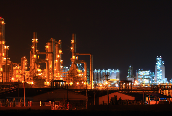 Oil Refinery at night