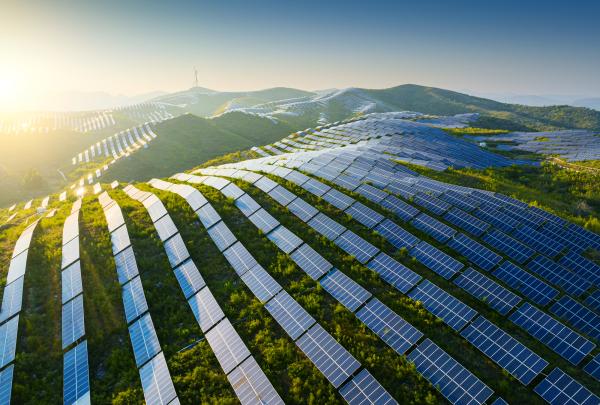 Solar panels on hillside - China