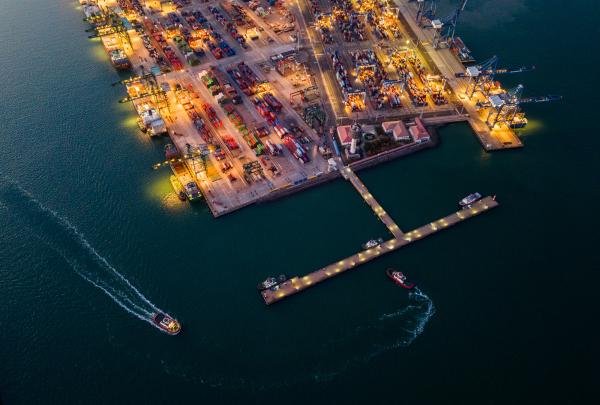 Aerial view of trade port