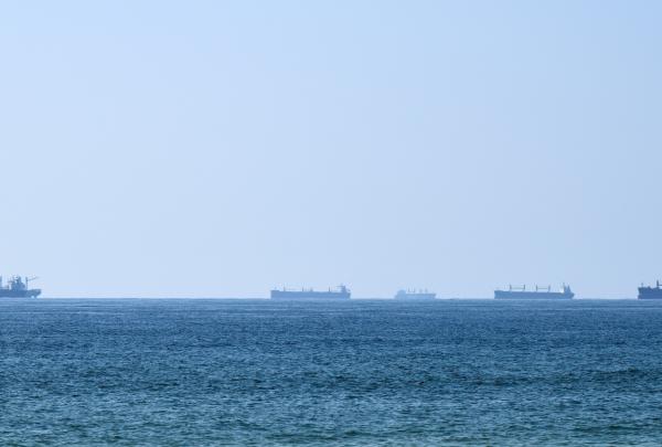 Cargo ships near the Strait of Hormuz