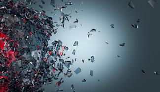 Glass fragments with red colour