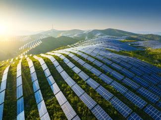 Solar panels on hillside - China