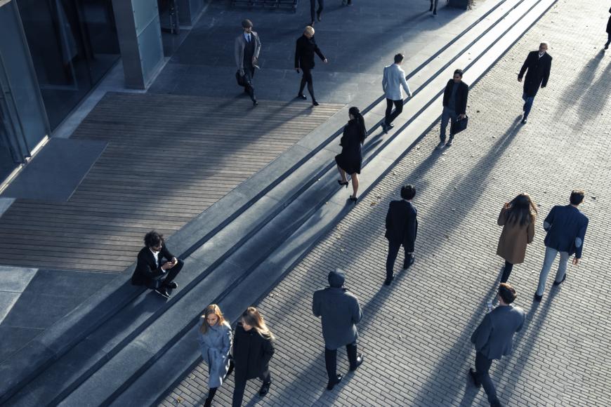 Business people walking in street
