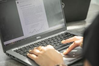 woman working on a laptop