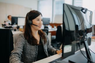 Account manager working at desk